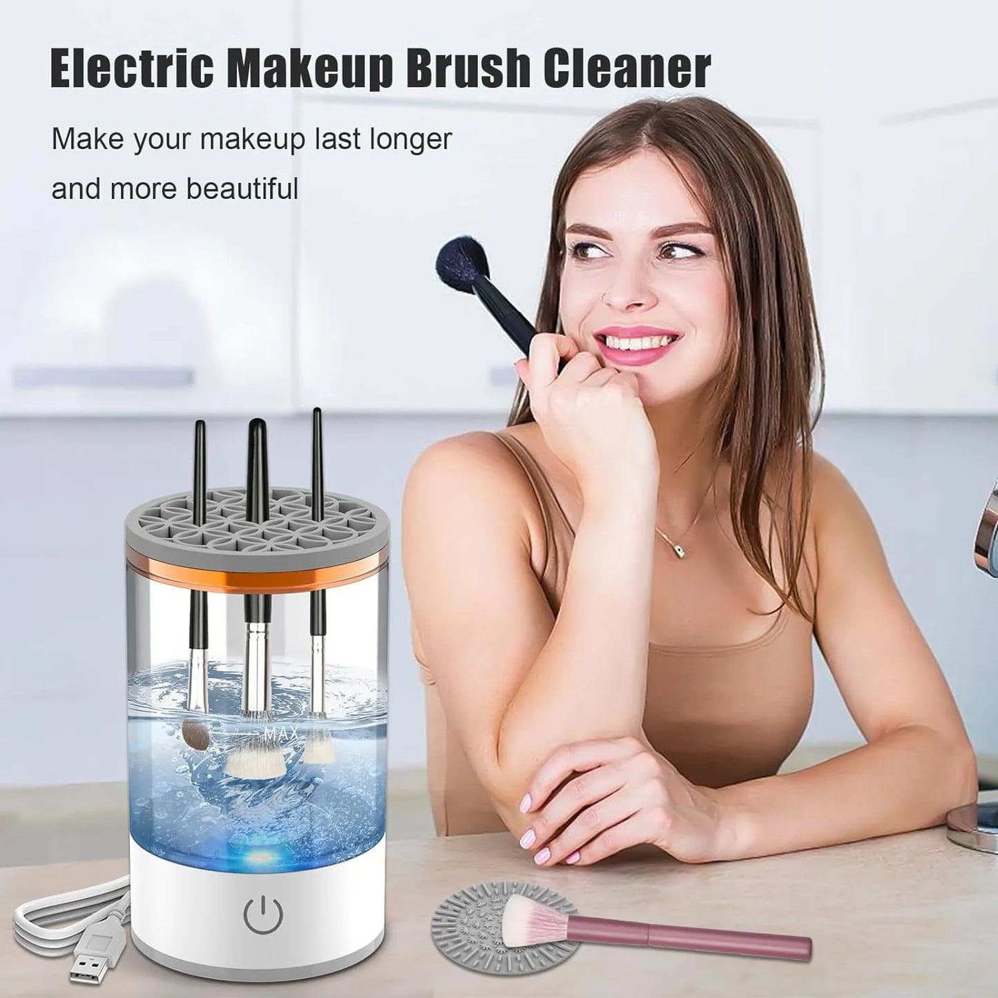 USB Portable Electric Makeup Brush Cleaner - Quick & Easy Brush Cleaning Machine