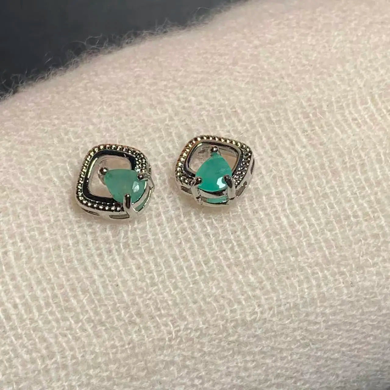 Natural Emerald Stud Earrings – 925 Sterling Silver 5x3MM Fine Jewelry for Women