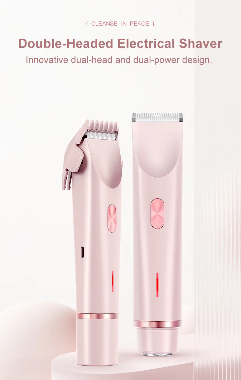 2-in-1 Dual-Head Women's Electric Razor & Bikini Trimmer