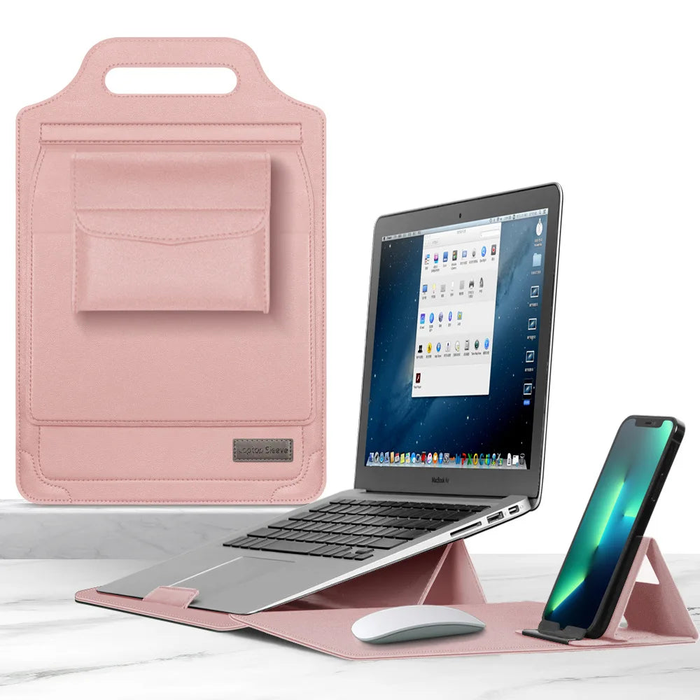 for Infinix XBOOK B15 15.6inch Laptop Sleeve Foldable Laptop Stand Mouse Pad Phone Holder Charger Mouse Pouch Flip Bag Case