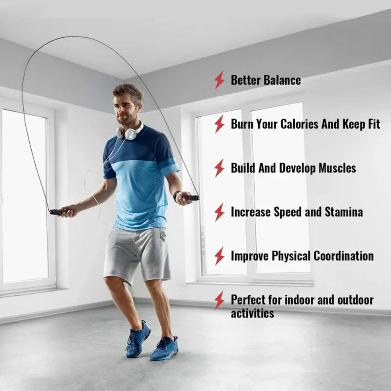 3m Steel Wire Speed Jump Rope - Cable Fitness Skipping Rope