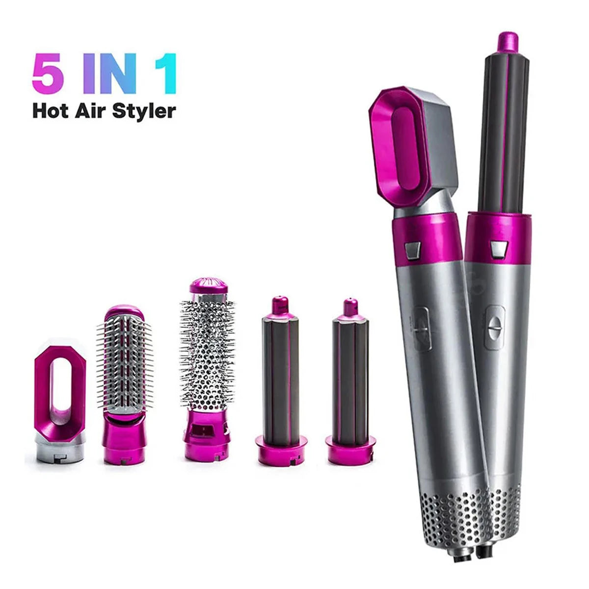 5-in-1 Hot Air Brush & Hair Dryer - Ionic Detachable Styler