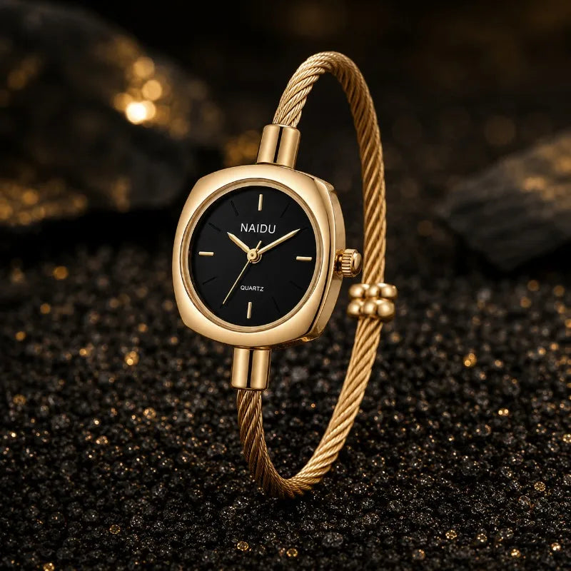 Women's Gold Bangle Watch – Luxury Stainless Steel Quartz
