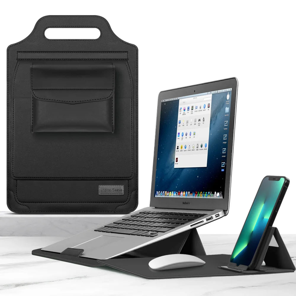 for Infinix XBOOK B15 15.6inch Laptop Sleeve Foldable Laptop Stand Mouse Pad Phone Holder Charger Mouse Pouch Flip Bag Case