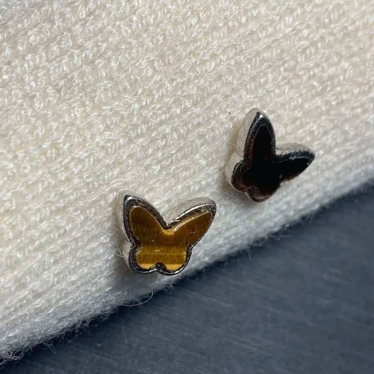 Vintage Natural Tiger's Eye Copper Stud Earrings – Genuine Gemstone for Women