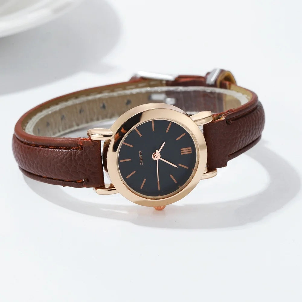 Fashion Small Dial Women's Quartz Watch – Leather Band Wristwatch