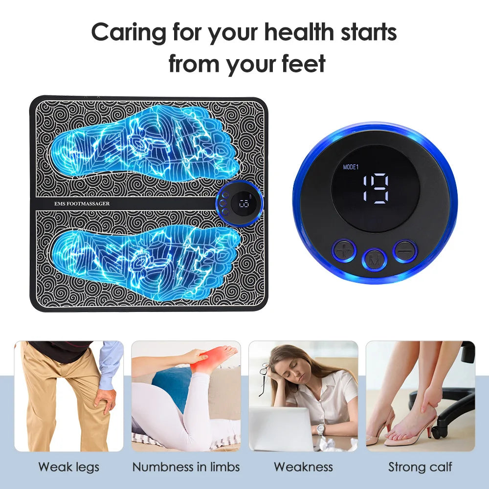 EMS Foot Massager Pad - Electric Muscle Stimulation for Pain Relief and Relaxation