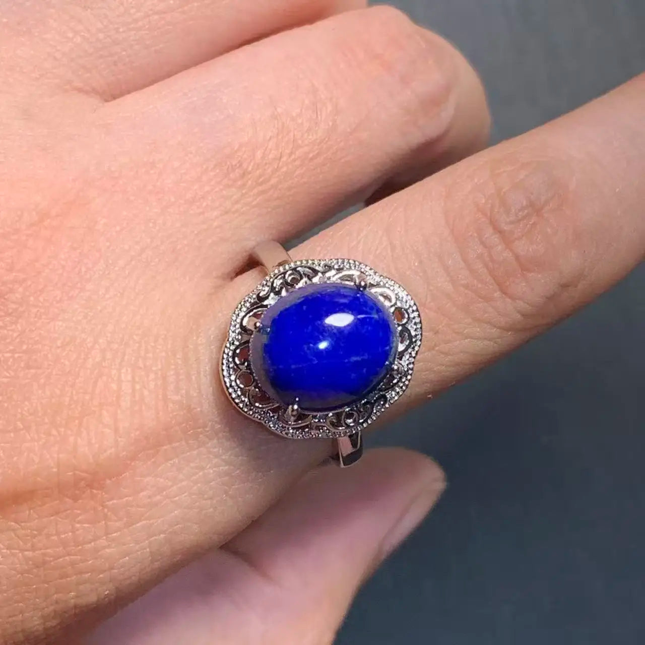 Natural Lapis Lazuli Adjustable Ring – Vintage Fine Jewelry for Women