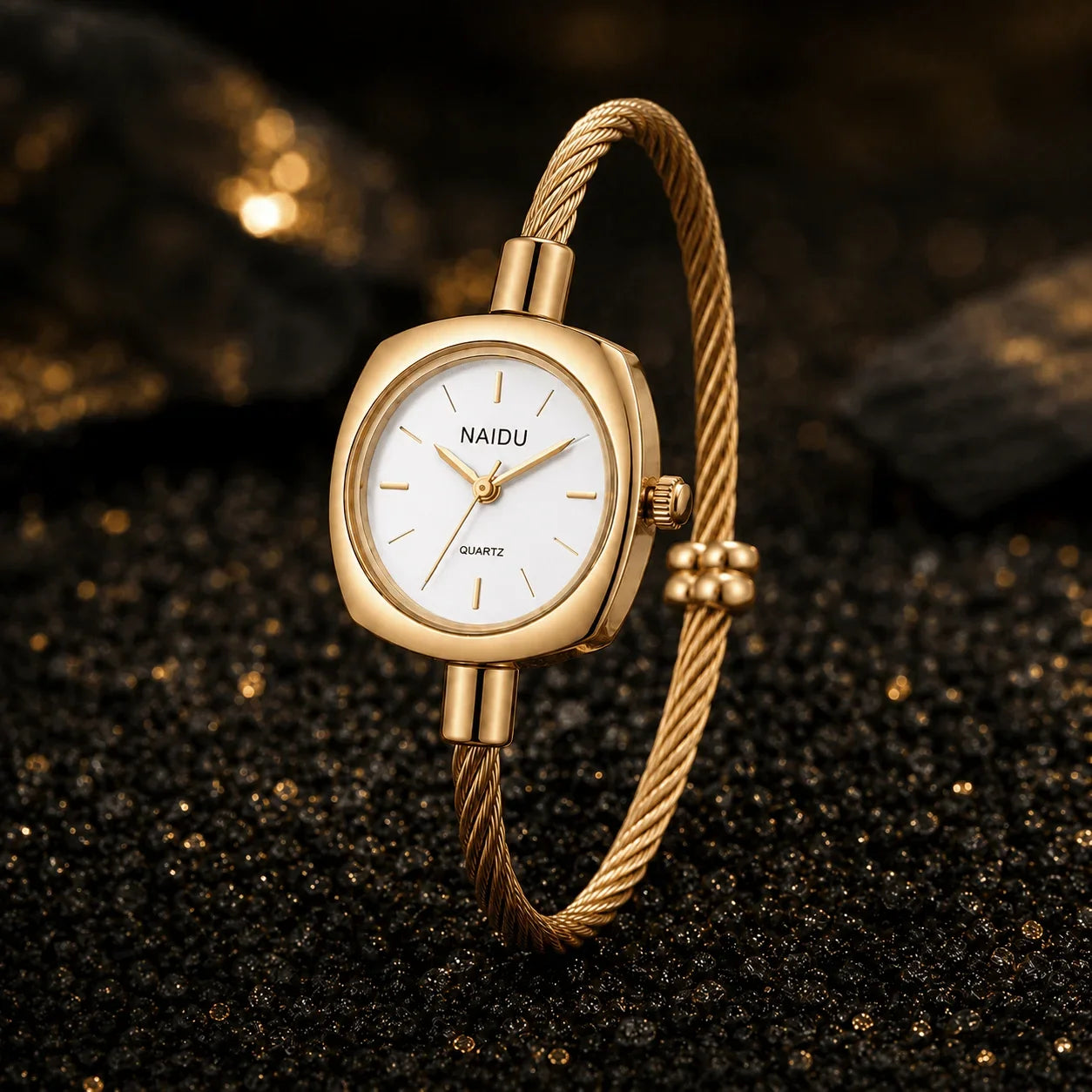 Women's Gold Bangle Watch – Luxury Stainless Steel Quartz