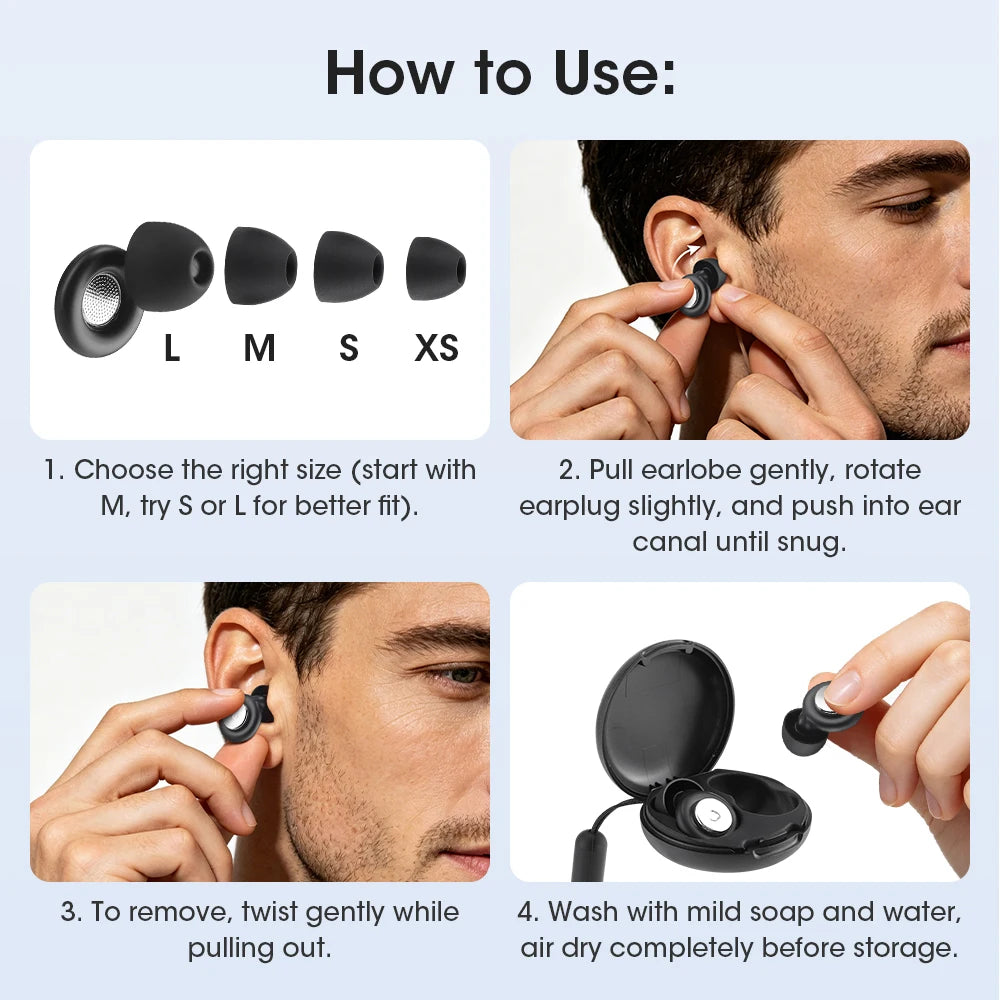Silicone Ear Plugs Sleeping Earplugs Noise Reduction Reusable Washable Ear Plug for Dual Noise Reduction Ear Plug Protection