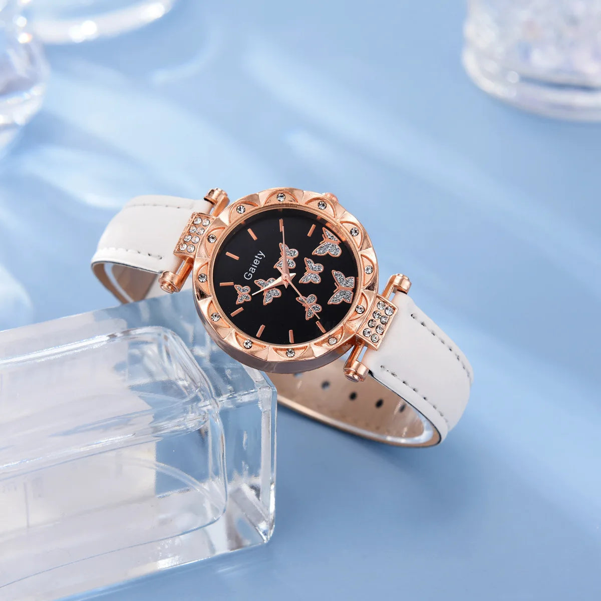 Women Watch Ring Necklace Earrings Bracelet Set Watches Butterfly
