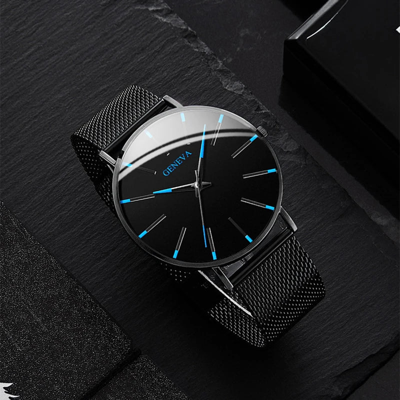 Men's Ultra Thin Business Watch – Mesh Belt Analog Quartz