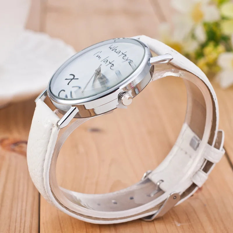 Funny Quote Watch for Women – Leather Strap Big Dial Quartz