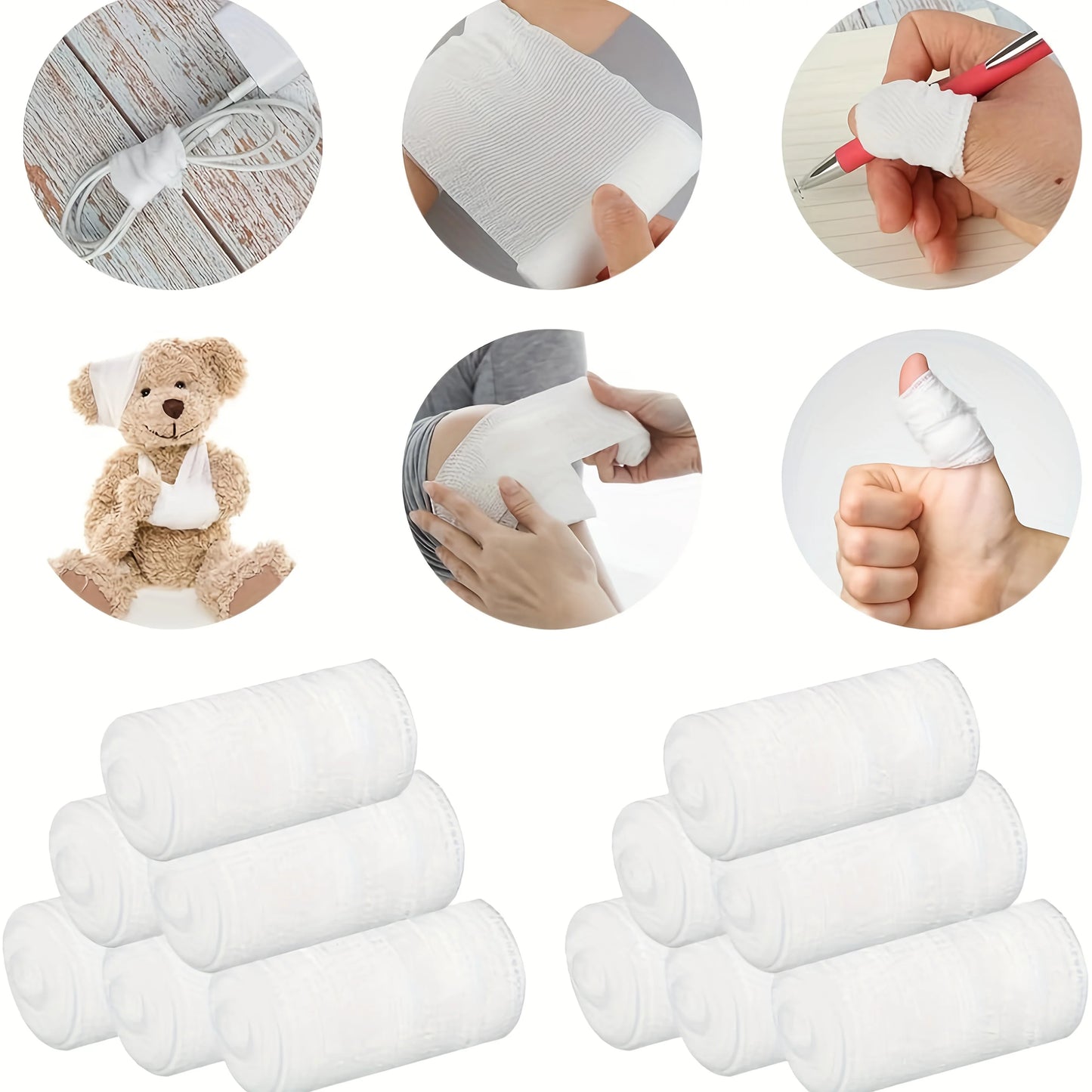 Elastic Gauze Bandages 6-Pack – Breathable Sports & First Aid Wrap