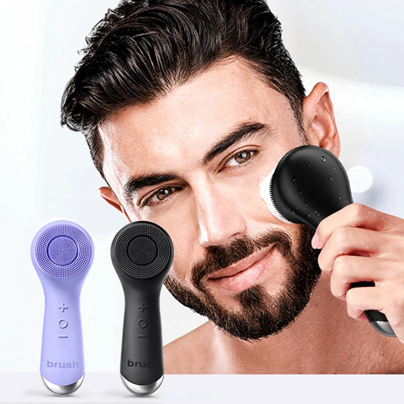360° Rotating Facial Cleansing Brush – USB Rechargeable Silicone Massager