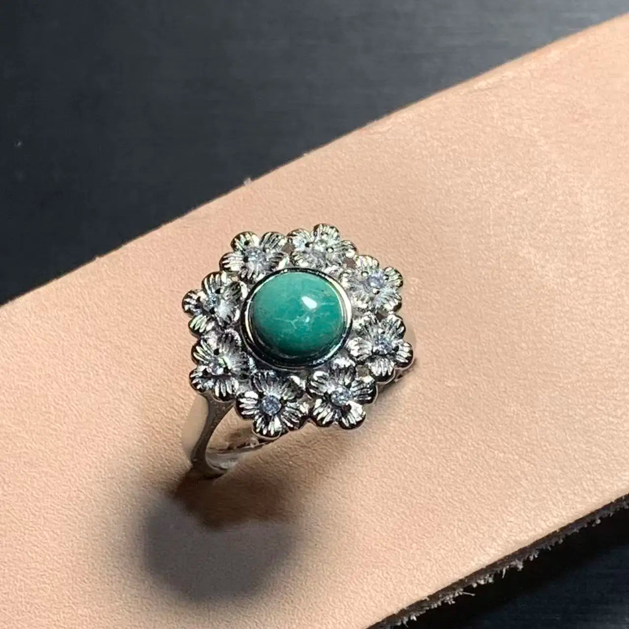 Natural Turquoise Adjustable Ring – Vintage Gemstone Ring for Women