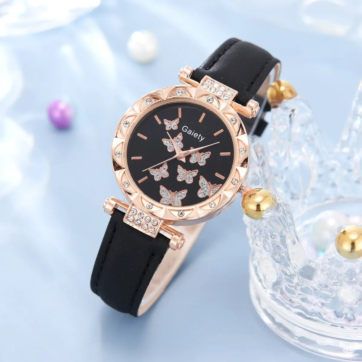 Women Watch Ring Necklace Earrings Bracelet Set Watches Butterfly