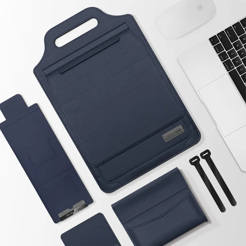 for Infinix XBOOK B15 15.6inch Laptop Sleeve Foldable Laptop Stand Mouse Pad Phone Holder Charger Mouse Pouch Flip Bag Case