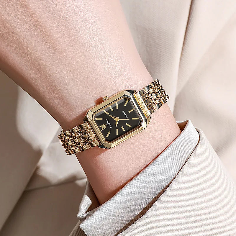 Luxury Women's Rectangle Watch – Steel Band Fashion Quartz Wristwatch