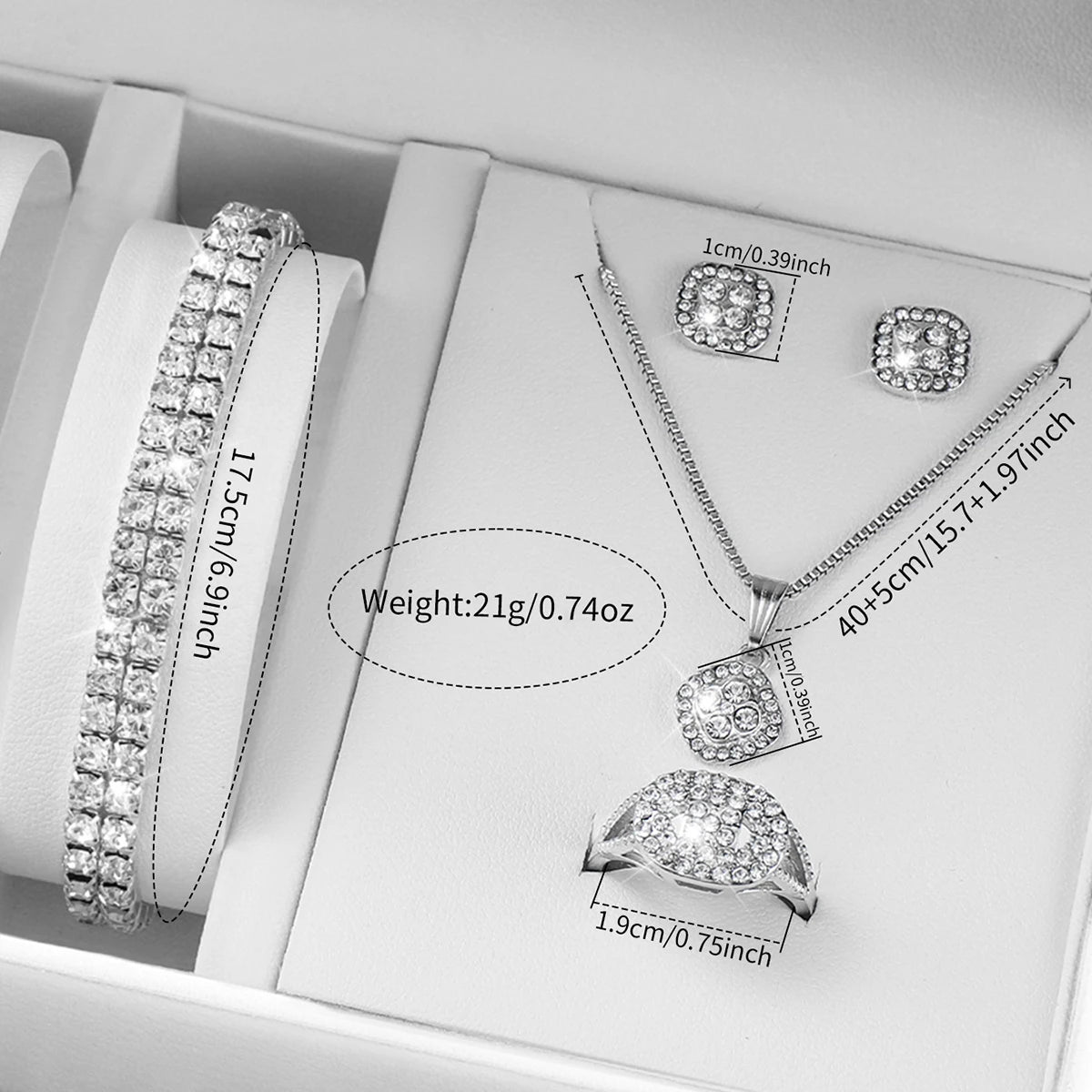 Women's Stainless Steel Quartz Watch & Diamond Jewelry Set – 6PCS Fashion Wristwatch