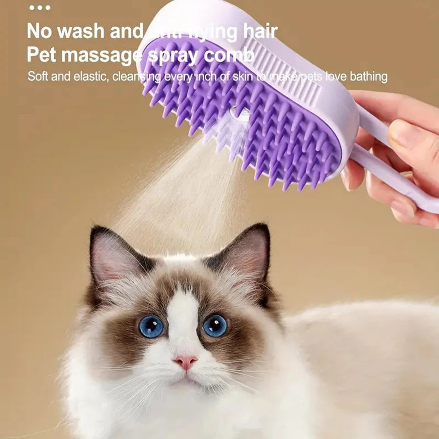 Foldable cat and dog grooming tool with silicone bristles, suitable for both long and short hair
