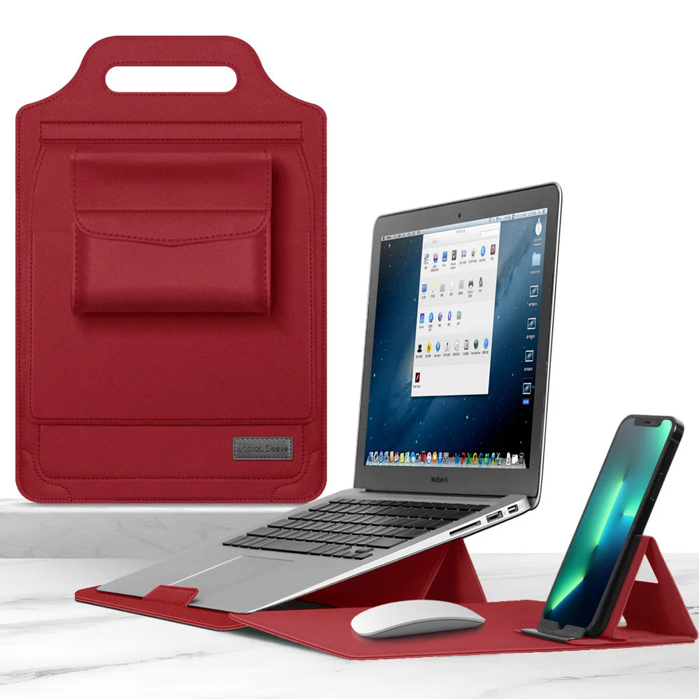 for Infinix XBOOK B15 15.6inch Laptop Sleeve Foldable Laptop Stand Mouse Pad Phone Holder Charger Mouse Pouch Flip Bag Case