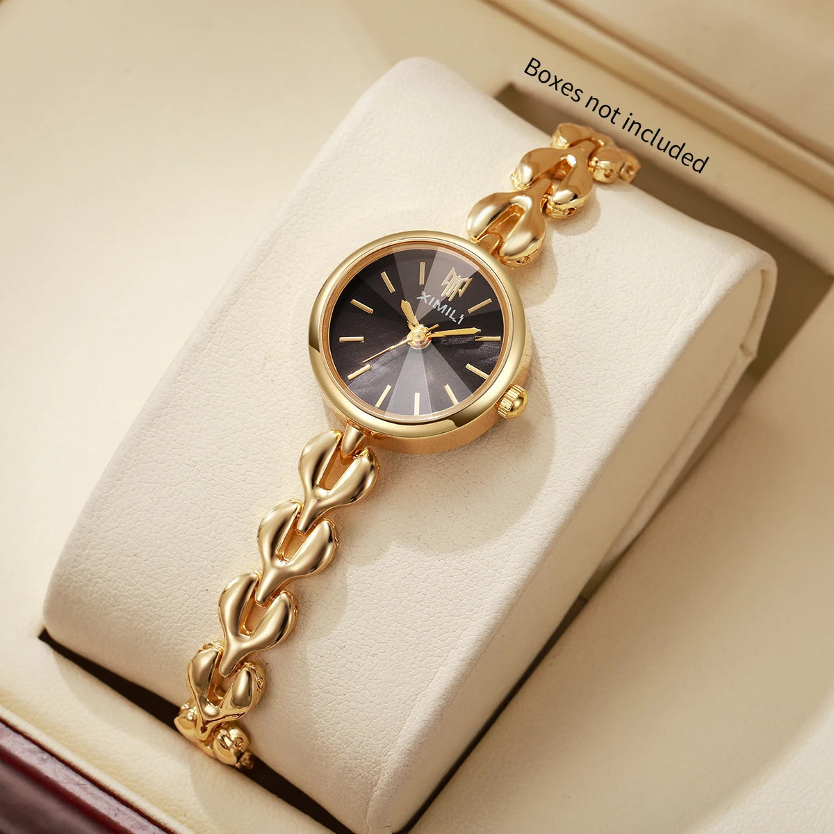 Elegant Women's Quartz Watch – Small Dial Heart Chain Bracelet Minimalist Wristwatch