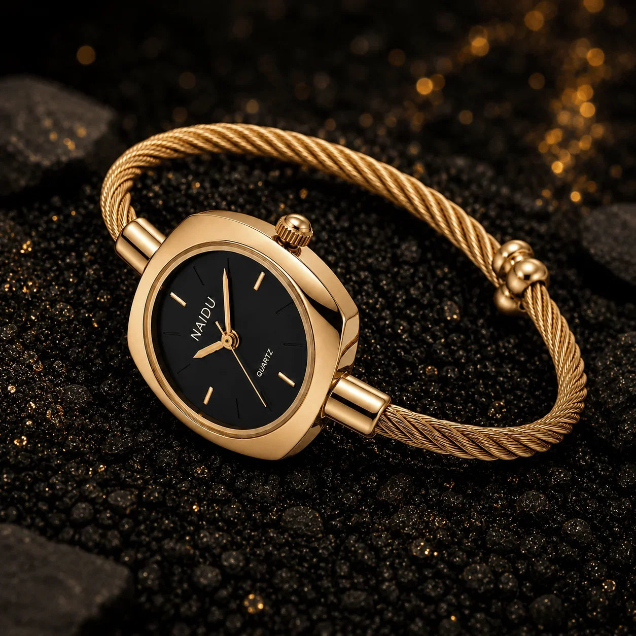 Women's Gold Bangle Watch – Luxury Stainless Steel Quartz