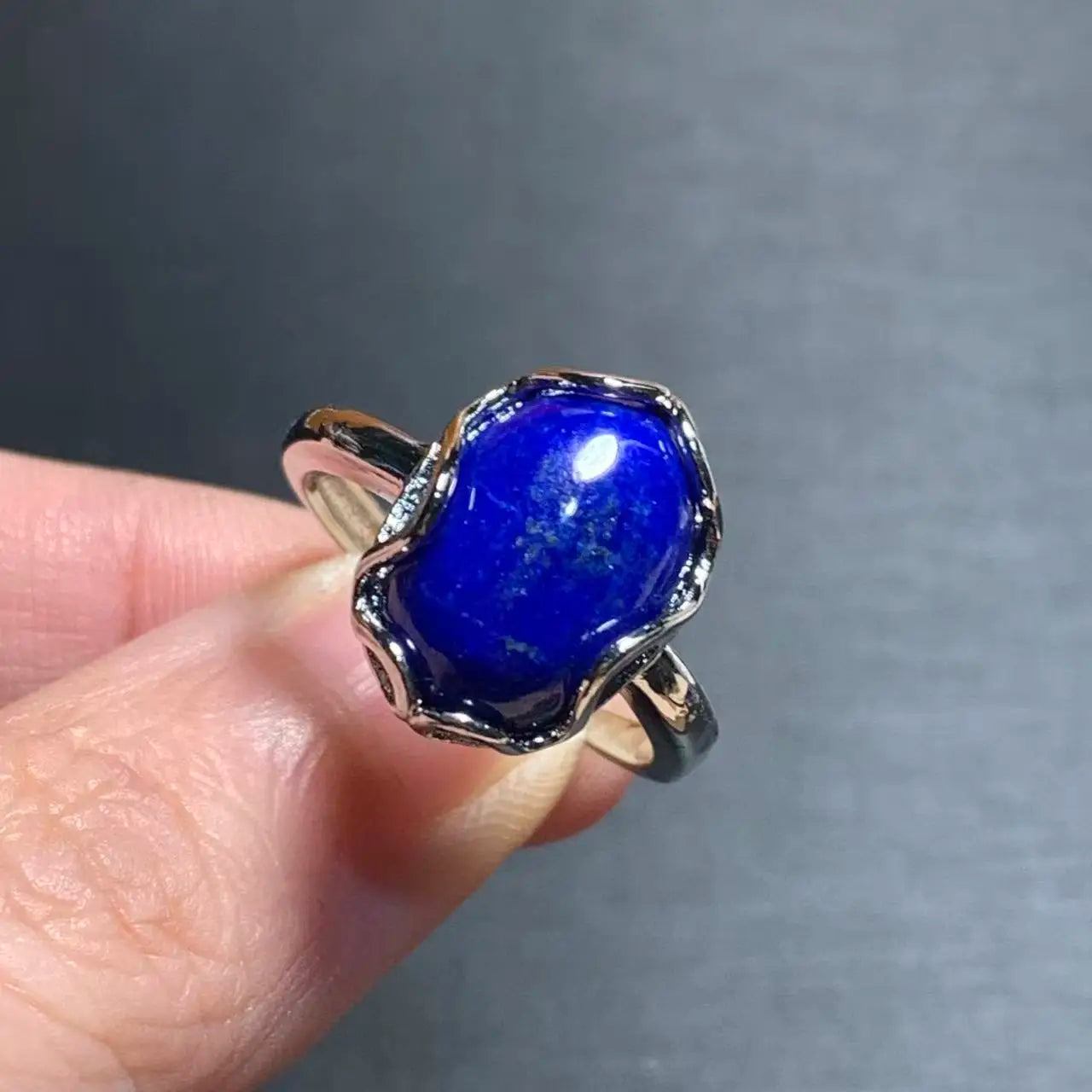 Natural Lapis Ring – Adjustable Vintage Gemstone Ring for Women