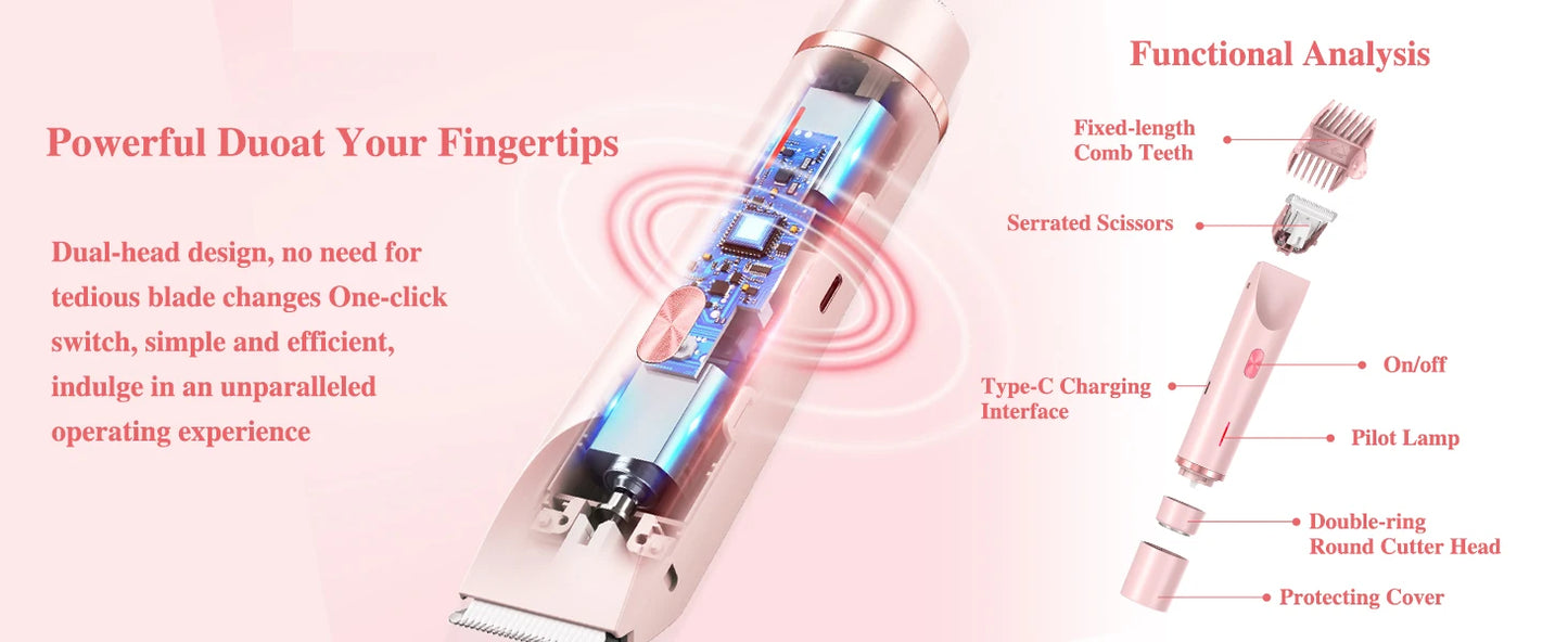 2-in-1 Dual-Head Women's Electric Razor & Bikini Trimmer