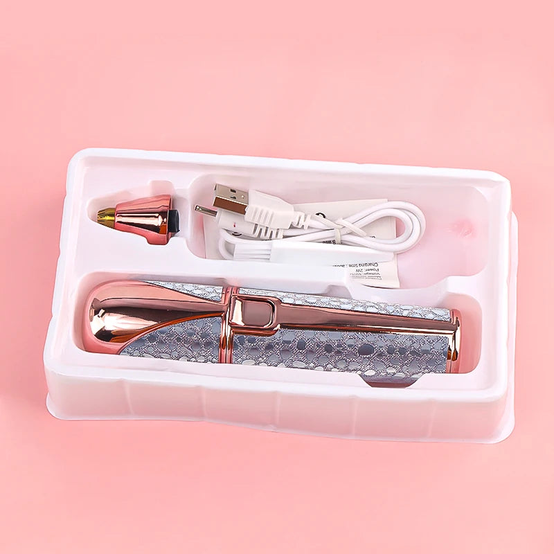 Portable 2 IN 1 Electric Epilator Eyebrow Trimmer Body Facial Lip Hair Remover Mini Painless Razor Shave Shaver Built-in LED