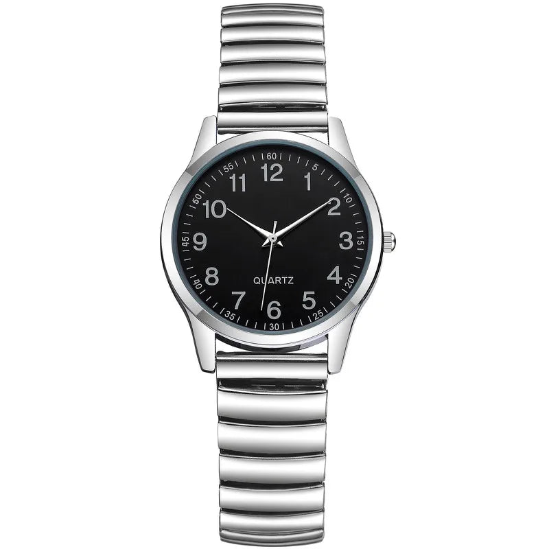 Fashion Couple Quartz Watches Set – Arabic Dial Elastic Band Wristwatches for Men & Women