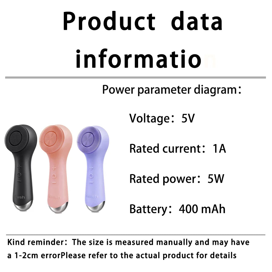 360° Rotating Facial Cleansing Brush – USB Rechargeable Silicone Massager