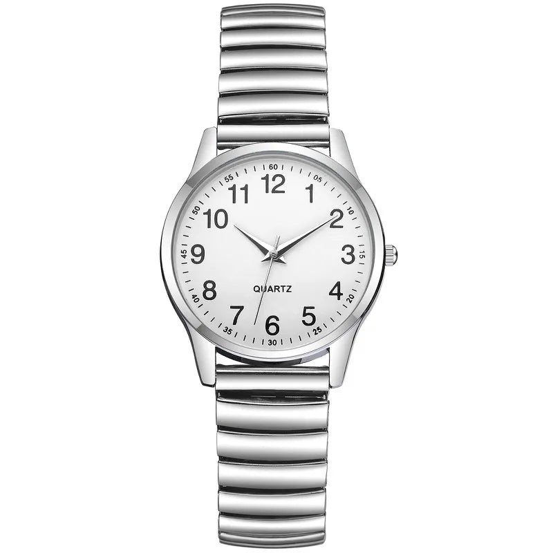Fashion Couple Quartz Watches Set – Arabic Dial Elastic Band Wristwatches for Men & Women