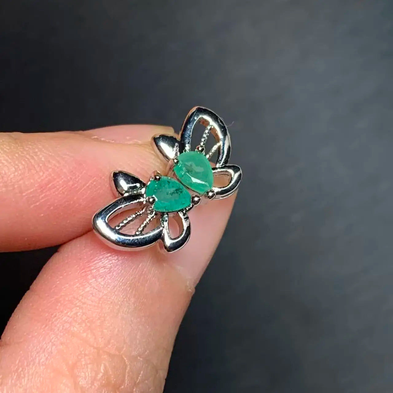 Natural Emerald Stud Earrings – 925 Sterling Silver Fine Jewelry for Women