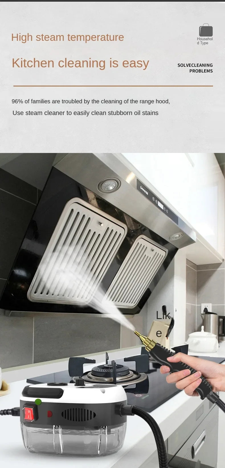 Steam Cleaner High Temperature Sterilization Air Conditioning Kitchen Hood Home /Car Steaming Cleaner 220V EU Plug