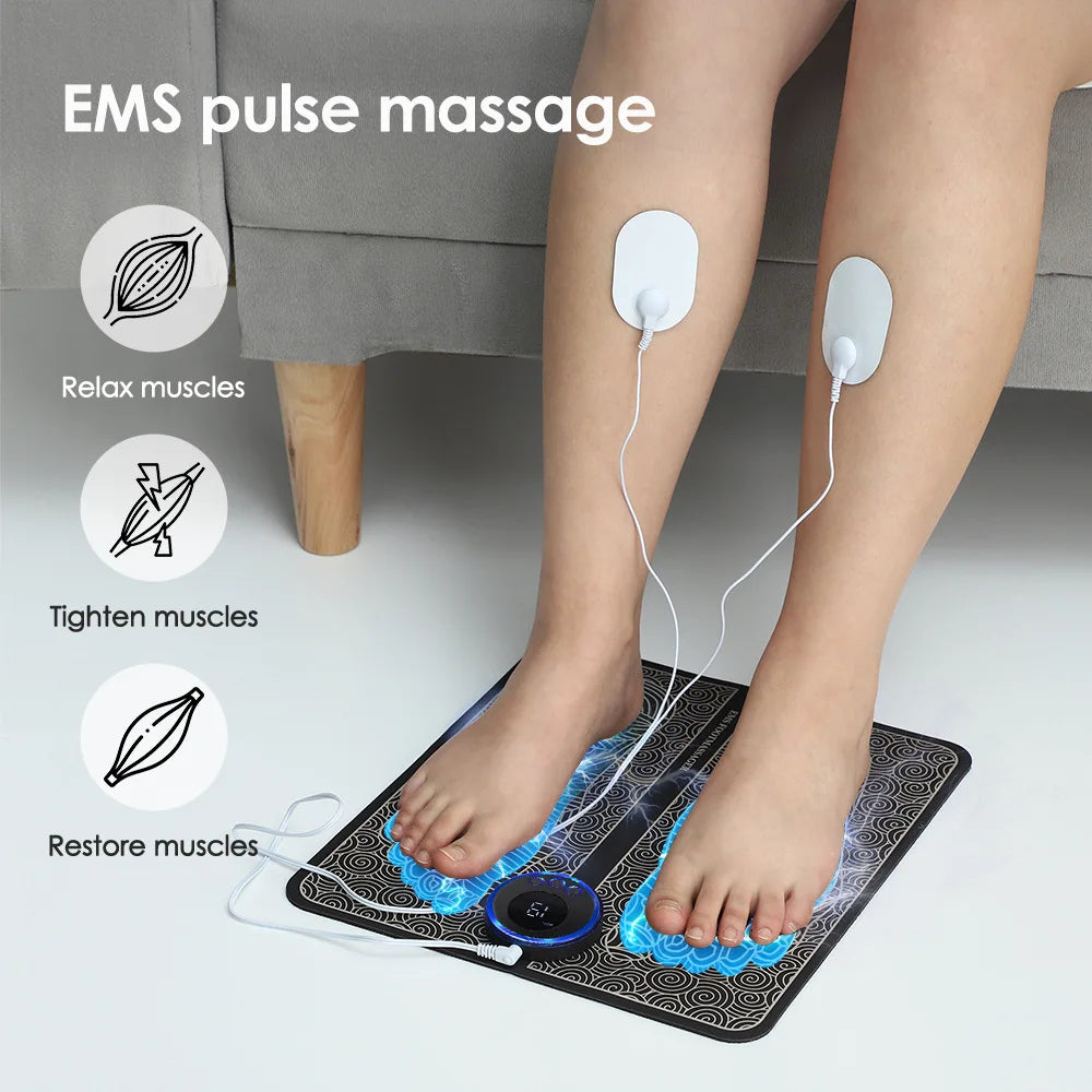 EMS Foot Massager Pad - Electric Muscle Stimulation for Pain Relief and Relaxation