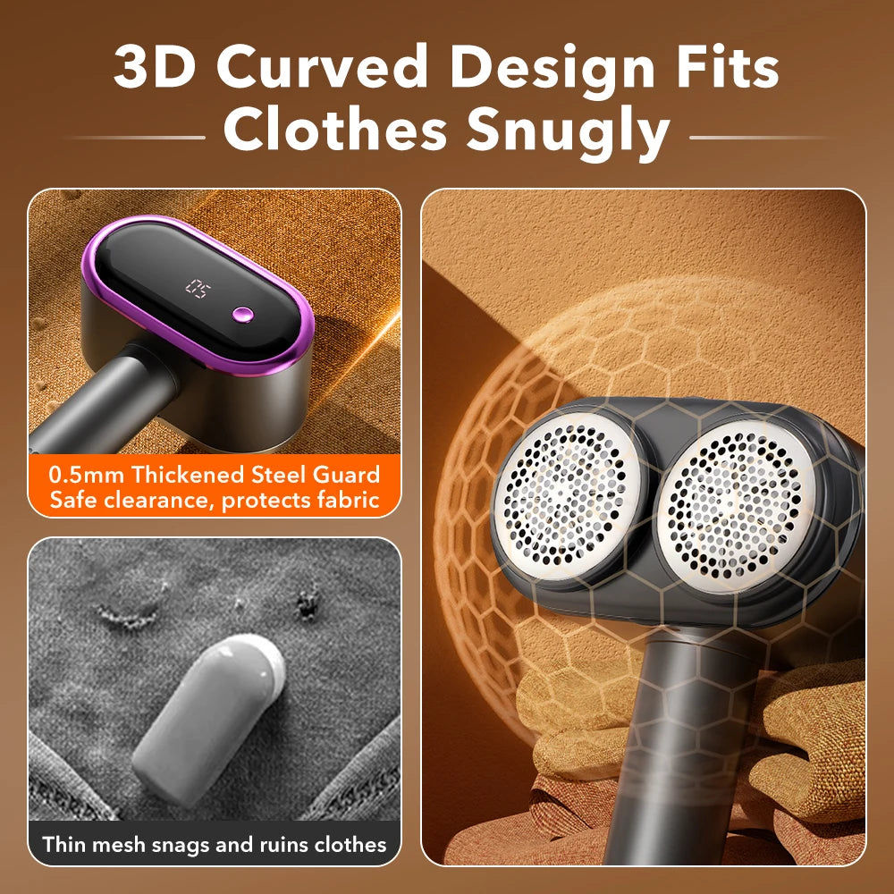 5-Speed Electric Lint Remover – LED Display Fabric Shaver for Clothes & Sofas