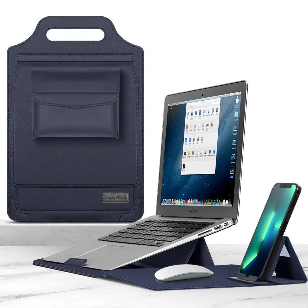 for Infinix XBOOK B15 15.6inch Laptop Sleeve Foldable Laptop Stand Mouse Pad Phone Holder Charger Mouse Pouch Flip Bag Case