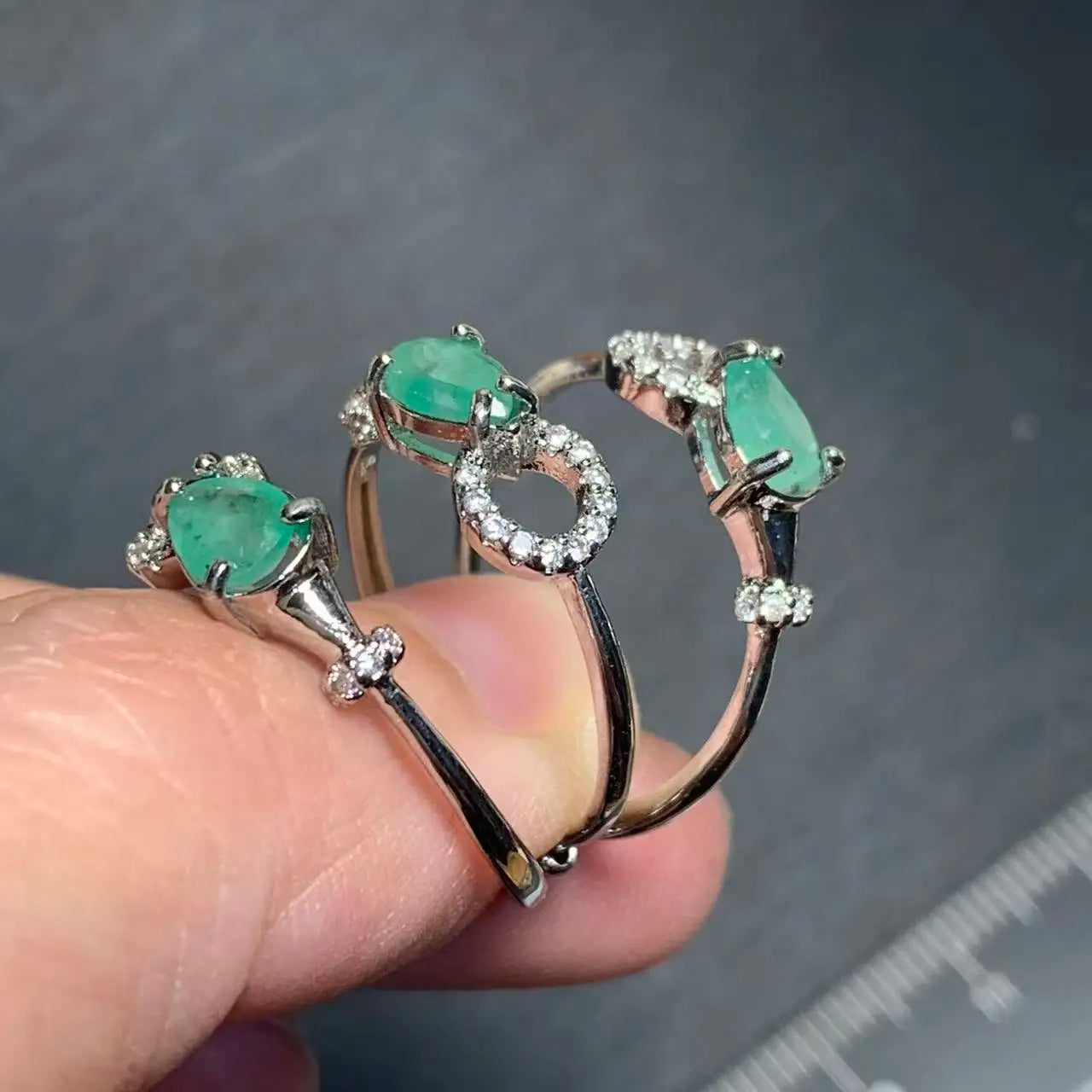 Natural Emerald Adjustable Ring – Multiple Styles Vintage Gemstone Ring for Women