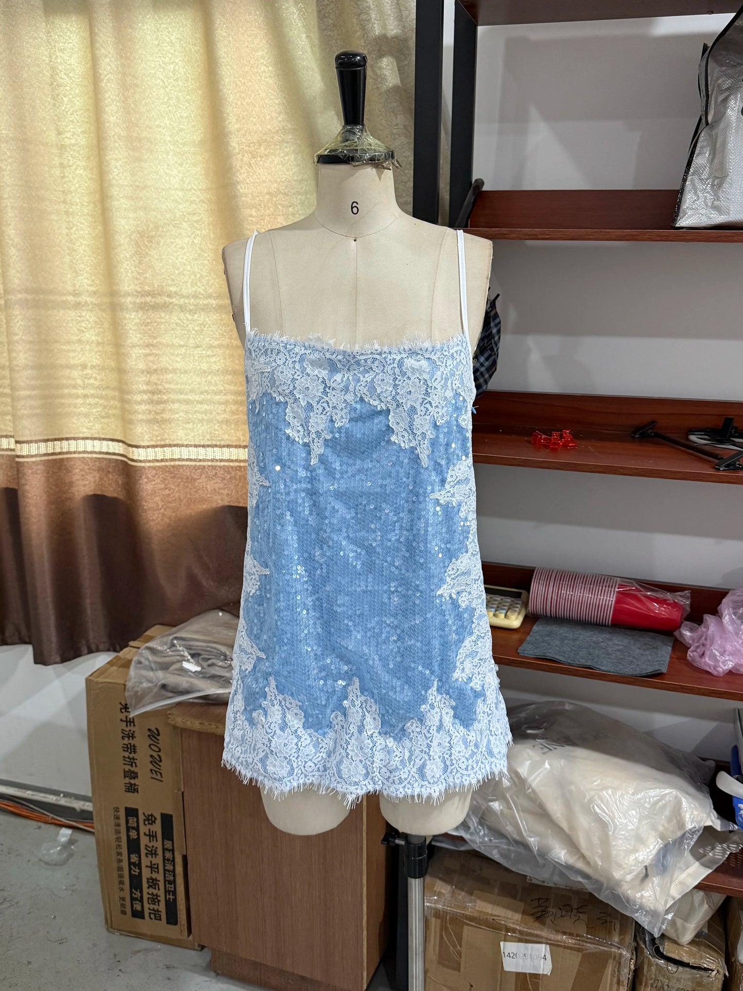 Women's Floral Lace Sequin Mini Slip Dress – Spaghetti Strap Sweetheart Bodycon