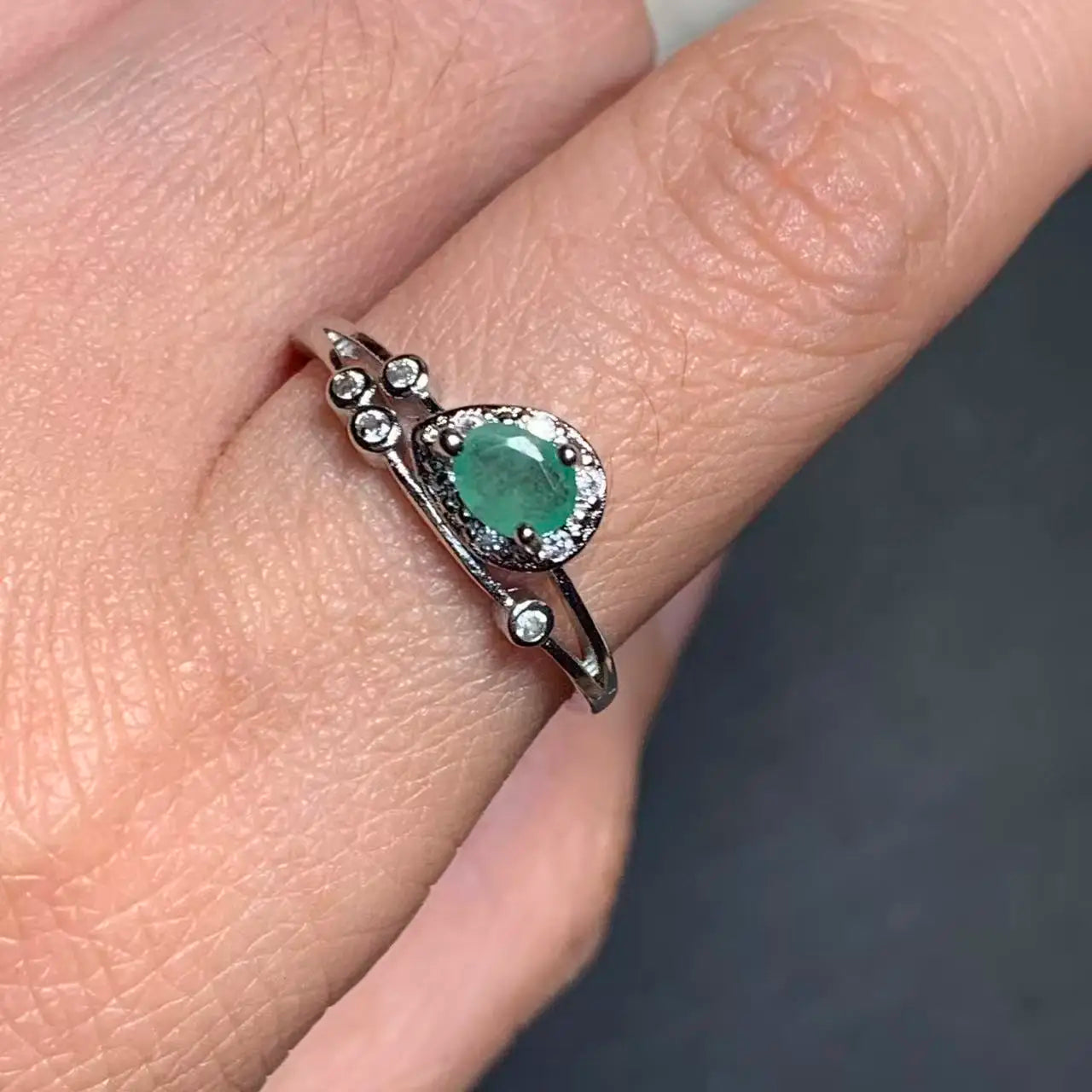 Natural Emerald Adjustable Ring – Multiple Styles Vintage Gemstone Ring for Women