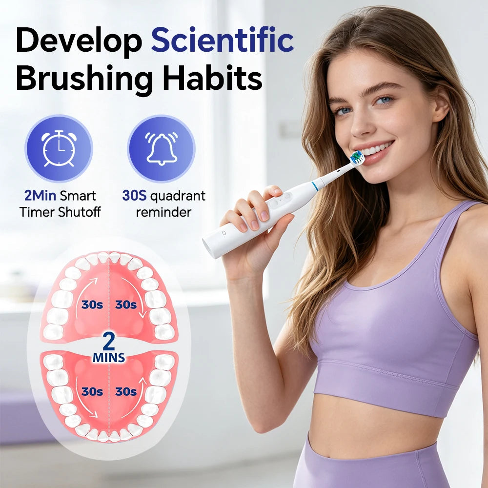 5-Mode Electric Toothbrush – IPX7 Waterproof, 15-Day Battery, USB-C