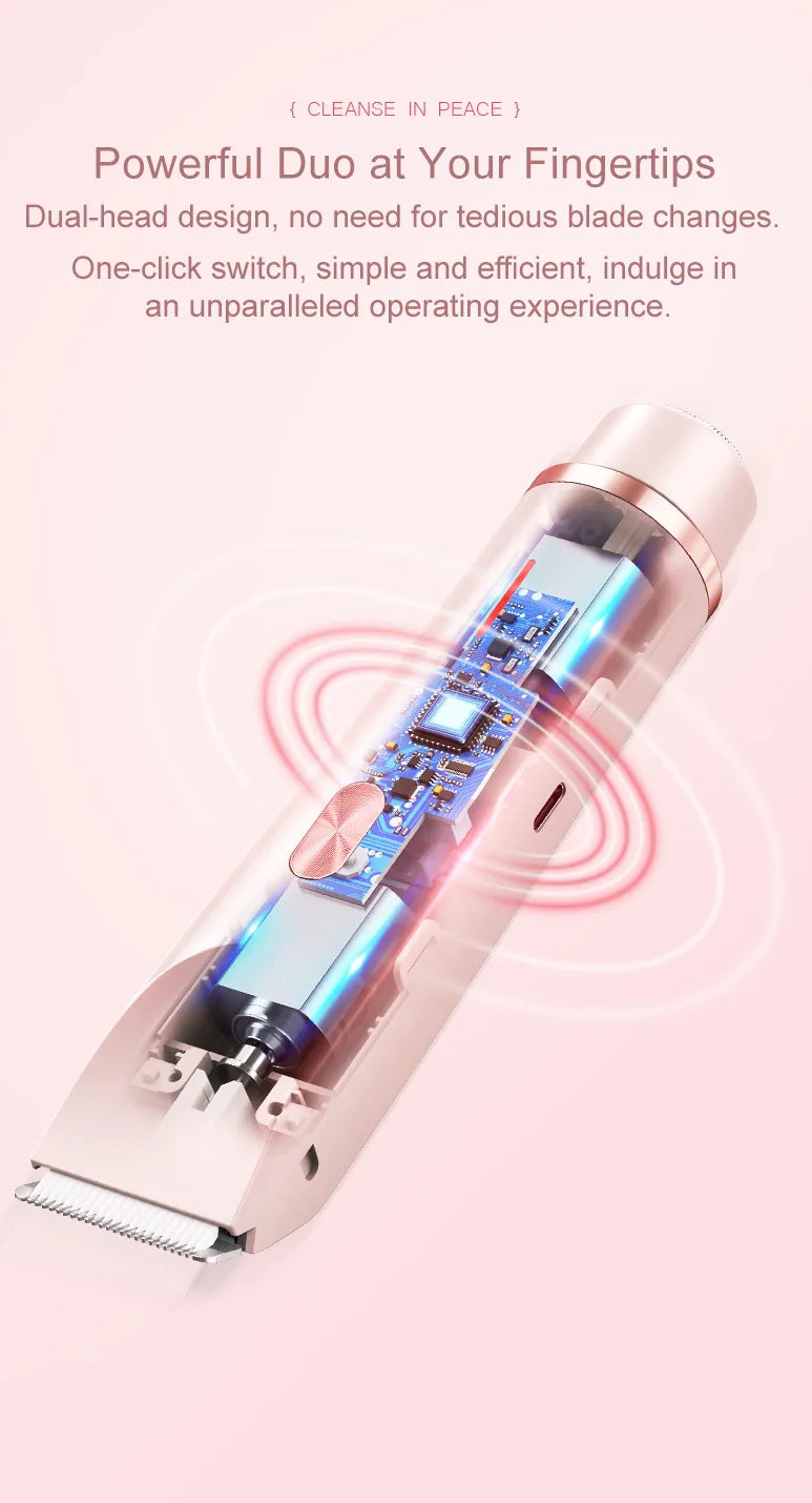 2-in-1 Dual-Head Women's Electric Razor & Bikini Trimmer