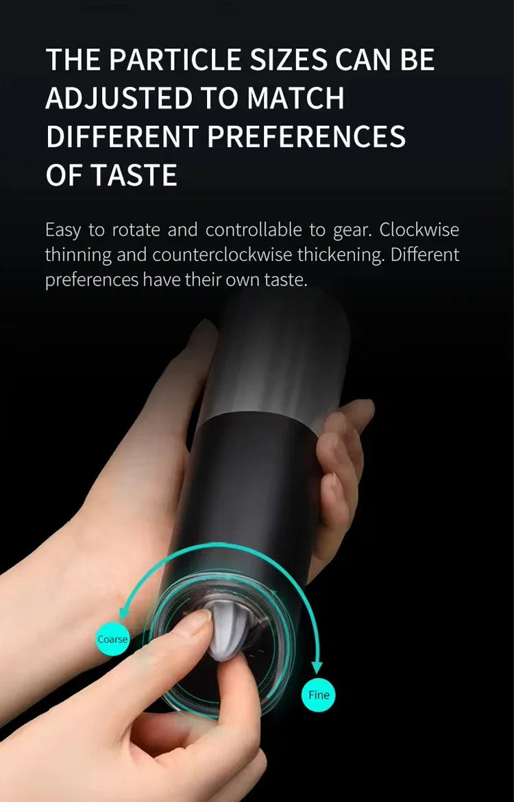 Electric Automatic Salt and Pepper Grinder Set with LED Light Adjustable Coarseness Spice Mill Kitchen Tools for Cooking