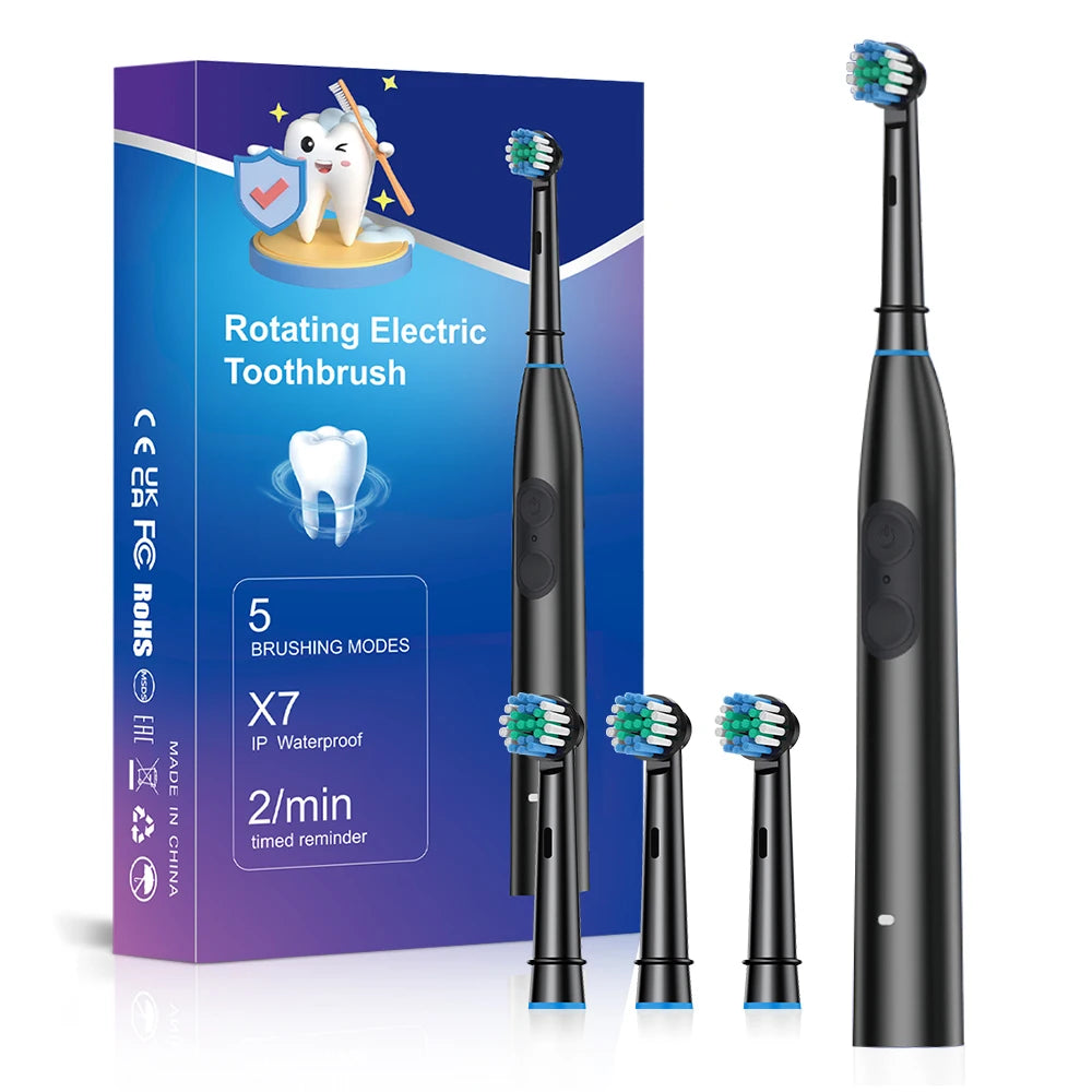 5-Mode Electric Toothbrush – IPX7 Waterproof, 15-Day Battery, USB-C