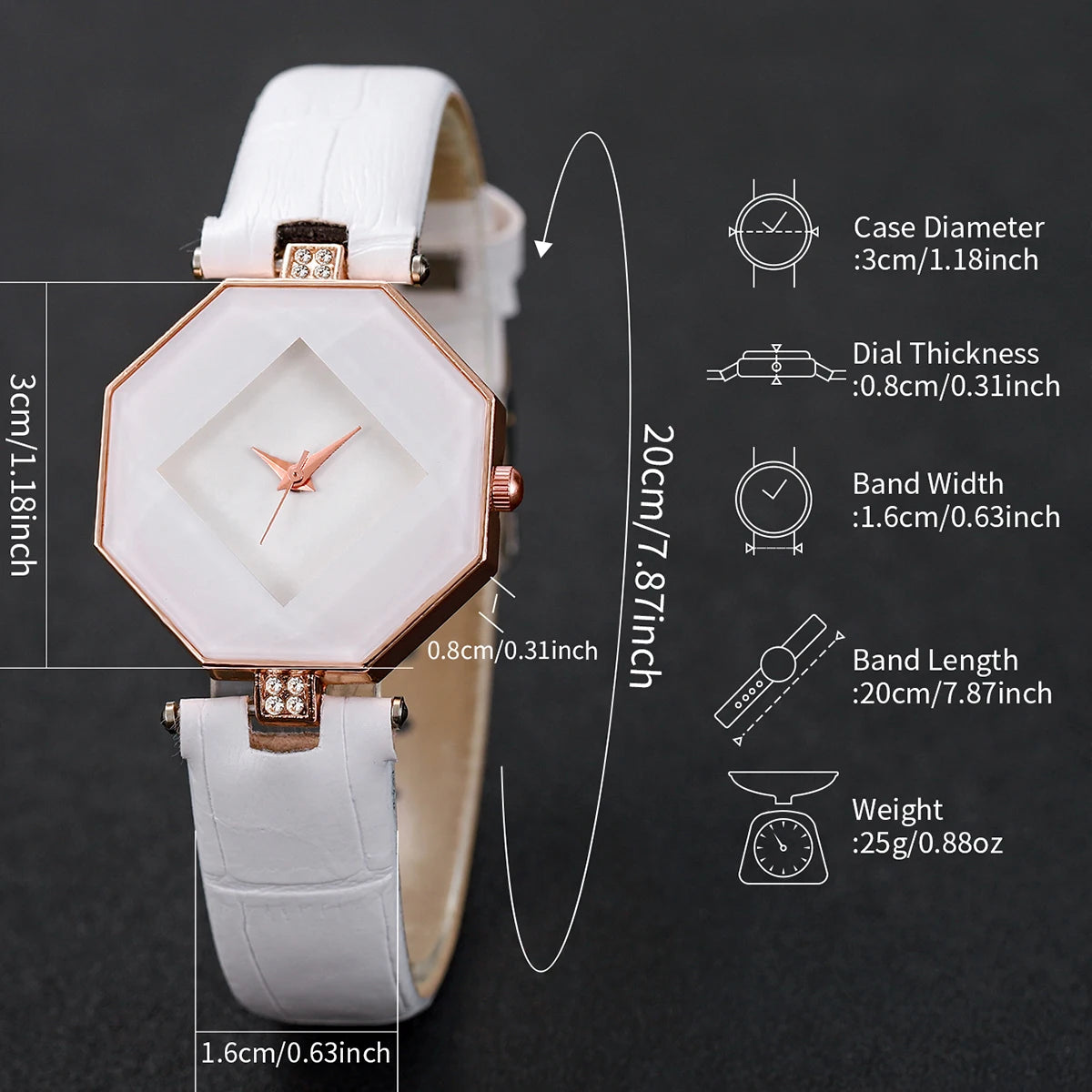 Fashion Women's Leather Band Quartz Watch & Pearl Bracelet Set – 2PCS Analog Wristwatch