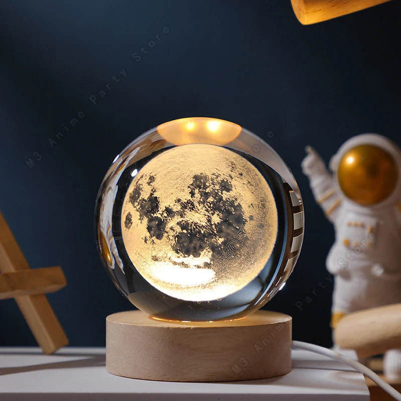 3D Crystal Ball Night Light - LED Galaxy Lamp for Kids' Birthday Gift