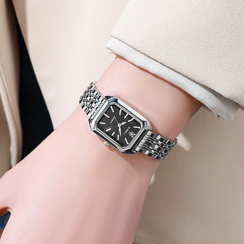 Luxury Women's Rectangle Watch – Steel Band Fashion Quartz Wristwatch