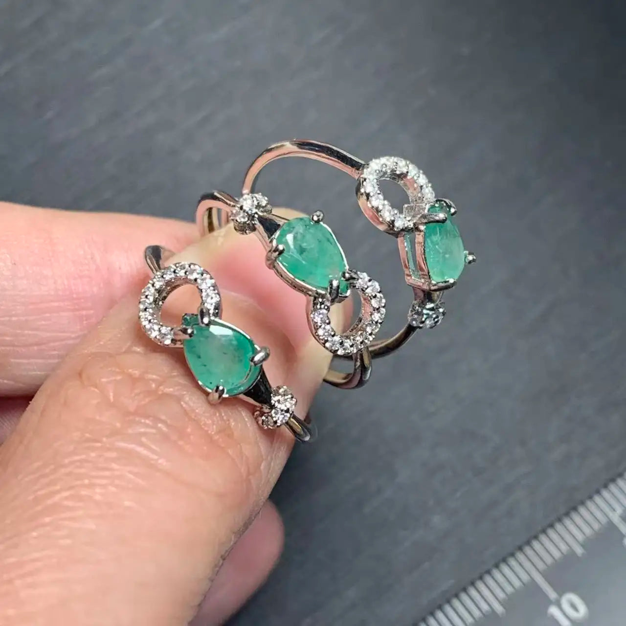 Natural Emerald Adjustable Ring – Multiple Styles Vintage Gemstone Ring for Women